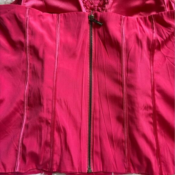 Bebe Corset Halter Top Pink Silk Womens Size Large - Picture 8 of 10